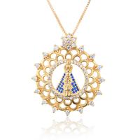 Cubic Zircon Micro Pave Brass Necklace gold color plated fashion jewelry & Unisex & micro pave cubic zirconia golden nickel lead & cadmium free 30mm Sold Per Approx 19.69 Inch Strand