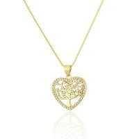 Cubic Zircon Micro Pave Brass Necklace, Heart, gold color plated, fashion jewelry & Unisex & micro pave cubic zirconia, golden, nickel, lead & cadmium free, 19.20x19mm, Sold Per Approx 19.69 Inch Strand