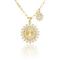 Cubic Zircon Micro Pave Brass Necklace, gold color plated, fashion jewelry & Unisex & micro pave cubic zirconia, golden, nickel, lead & cadmium free, 23.50mm, Sold Per Approx 19.69 Inch Strand