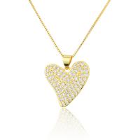 Cubic Zircon Micro Pave Brass Necklace, Heart, gold color plated, fashion jewelry & Unisex & micro pave cubic zirconia, golden, nickel, lead & cadmium free, 19x18.50mm, Sold Per Approx 19.69 Inch Strand