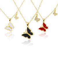 Cubic Zircon Micro Pave Brass Necklace, Butterfly, plated, fashion jewelry & Unisex & micro pave cubic zirconia, more colors for choice, nickel, lead & cadmium free, 18.3*15.4mm,8.5*7.2mm, Sold Per Approx 19.69 Inch Strand