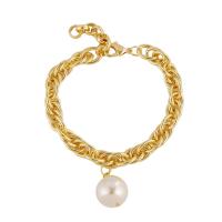 Zinc Alloy Bracelet with Plastic Pearl gold color plated fashion jewelry & for woman nickel lead & cadmium free Sold By PC