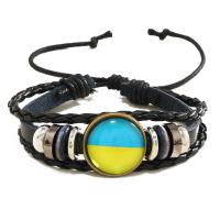 PU Leather Cord Bracelets, with Copper Coated Plastic & Tibetan Style, Round, plated, Adjustable & fashion jewelry & Unisex, more colors for choice, 170mm,80-90mm, Sold By PC