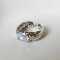 Cubic Zirconia Micro effenen Sterling Zilver Ringen, 925 sterling zilver, verstelbaar & micro pave zirconia & voor vrouw, Maat:6, Verkocht door PC