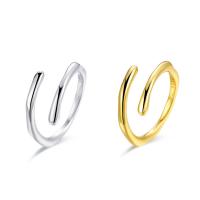 925 Sterling Silver Cuff Finger Ring, plated, adjustable & for woman, more colors for choice, 5x21mm, US Ring Size:6, Sold By PC