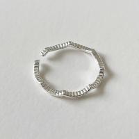 925 de prata esterlina Cuff Ring Finger, ajustável & para mulher, prateado, tamanho:6, vendido por PC