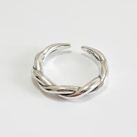 925 de prata esterlina Cuff Ring Finger, ajustável & para mulher, tamanho:6, vendido por PC