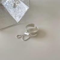 925 пробы Манжеты палец кольцо, Геометрический узор, регулируемый & Женский, серебряный, размер:6, продается PC
