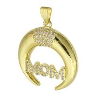 Brass Pendant gold color plated micro pave cubic zirconia Approx 3mm Sold By PC