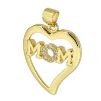 Brass Pendant Heart gold color plated micro pave cubic zirconia & hollow Approx 3mm Sold By PC