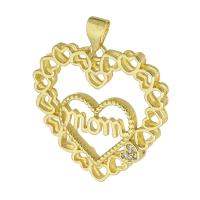Brass Pendant Heart gold color plated micro pave cubic zirconia & hollow Approx 3mm Sold By PC