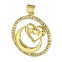 Brass Pendant gold color plated micro pave cubic zirconia & hollow Approx 3mm Sold By PC