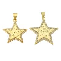 Cubic Zirconia Micro Pave Brass Pendant Star gold color plated & micro pave cubic zirconia Approx 3mm Sold By PC