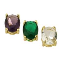 Messing Slider Beads, med Krystal, Oval, guldfarve belagt, flere farver til valg, 8x10x6mm, Hole:Ca. 1.5mm, Solgt af PC