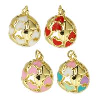 Brass Jewelry Pendants, Donut, gold color plated, enamel & hollow, more colors for choice, 14x15x7mm, Hole:Approx 3mm, Sold By PC