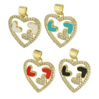 Cubic Zirconia Micro Pave Brass Pendant, Star, gold color plated, micro pave cubic zirconia & enamel & hollow, more colors for choice, 18x19x2mm, Hole:Approx 3mm, Sold By PC