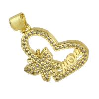 Brass Pendant gold color plated micro pave cubic zirconia & hollow Approx 3mm Sold By PC