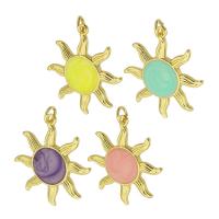 Brass Jewelry Pendants Sun gold color plated enamel Approx 3mm Sold By PC