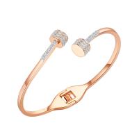Stainless Steel Cuff Bangle plated fashion jewelry & micro pave cubic zirconia & for woman Sold By PC