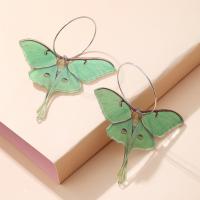 Acrylic Jewelry Earring, with Tibetan Style, Butterfly, fashion jewelry & for woman, 65x50mm, Sold By Pair