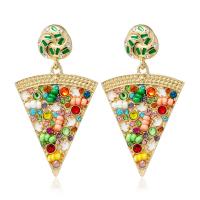 Tibetan Style Drop Earrings, with Seedbead, Pizza, fashion jewelry & for woman & with rhinestone, more colors for choice, nickel, lead & cadmium free, 54x30mm, Sold By Pair