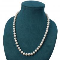 Natural Freshwater Pearl Necklace with Zinc Alloy zinc alloy bayonet clasp for woman 8-9mm Length 45 cm Sold By PC