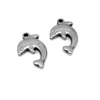 Stainless Steel Animal Pendants, 304 Stainless Steel, Dolphin, silver color, 14x22mm, 100PCs/Bag, Sold By Bag