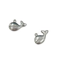 Stainless Steel Animal Pendants, 304 Stainless Steel, Whale, polished, silver color, 3.70x18x12mm, Sold By PC