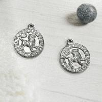Stainless Steel Animal Pendants, 304 Stainless Steel, Round, silver color, 2.80x17x20mm, Sold By PC