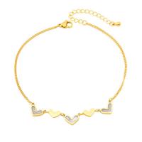 Titanium Steel Anklet, with White Shell, titanium steel lobster clasp, plated, for woman, golden, 9mm, Length:27 cm, Sold By PC