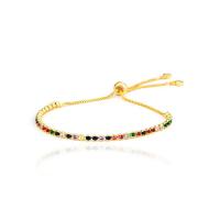 Bracelet cubique en laiton zircon pavent, pavé de micro zircon & pour femme, couleurs mélangées, Longueur:24 cm, Vendu par PC