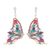 Rhinestone Earring, Tibetan Style, with ABS Plastic Pearl & Resin, Butterfly, fashion jewelry & for woman & with rhinestone, multi-colored, 45x45x21mm, Sold By Pair