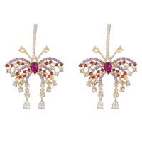 Rhinestone Earring, Tibetan Style, fashion jewelry & for woman & with rhinestone, multi-colored, 58x41mm, Sold By Pair