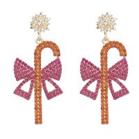 Strass Earring, Zinc Alloy, mode sieraden & voor vrouw & met strass, multi-gekleurde, 54x25mm, Verkocht door pair