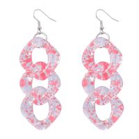 Resin Earring, Tibetan Style, with Resin, fashion jewelry & for woman, pink, 89x32mm, Sold By Pair