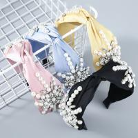 Hair Bands, Cloth, with ABS Plastic Pearl, fashion jewelry & for woman & with glass rhinestone, more colors for choice, 65mm, Sold By PC