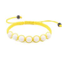 White Porcelain Bracelet with Nylon Cord Round anoint Adjustable & Unisex 8mm Length Approx 19 cm Sold By PC
