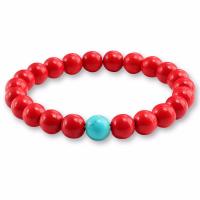 Gemstone Bracelets, Turquoise, with Black Stone, Round, anoint, Unisex, more colors for choice, 8mm, Length:Approx 19 cm, Sold By PC