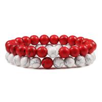Gemstone Bracelets, Natural Stone, Round, anoint, different materials for choice & Unisex, more colors for choice, 8mm, Length:Approx 18 cm, Approx 2PCs/Set, Sold By Set