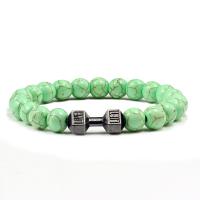 Gemstone Bracelets Natural Stone with Zinc Alloy Round plated & Unisex 8mm Length Approx 19 cm Sold By PC