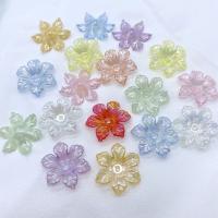Jelly Style Akryl perler, Flower, sprøjtestøbning, du kan DIY & farverig forgyldt, flere farver til valg, 26mm, Ca. 780pc'er/Bag, Solgt af Bag