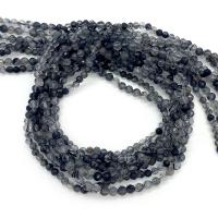 Šperky korálky přírodní křemenné, Černý rutilovaný křemen, Kolo, DIY & různé velikosti pro výběr & tváří, černý, Prodáno za Cca 14.96 inch Strand