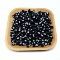 Perle acrylique, Rond, impression, DIY, noire, 8mm, Vendu par PC
