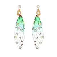 Resin Earring Zinc Alloy with Resin Butterfly gold color plated fashion jewelry & for woman golden nickel lead & cadmium free Sold By Pair