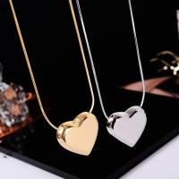 Titanium Steel Necklace, with 1.97inch extender chain, Heart, polished, fashion jewelry & for woman, more colors for choice, 25mm, Length:Approx 16.54 Inch, Sold By PC