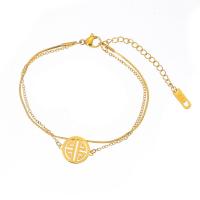 Stainless Steel Jewelry Bracelet 316L Stainless Steel with 1.77inch extender chain 18K gold plated Double Layer & fashion jewelry & for woman golden 12mm Length Approx 6.3 Inch Sold By PC