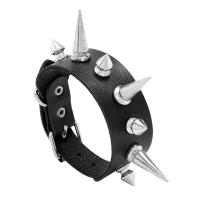 PU Schnur Armbänder, PU Leder, mit ABS Kunststoff & Eisen, rund, silberfarben plattiert, Modeschmuck & unisex, schwarz, 258x26mm, verkauft von PC