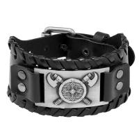 Cowhide Bracelet with PU Leather & Iron & Zinc Alloy Round plated fashion jewelry & Unisex Sold By PC