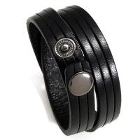 Cowhide Bracelet, with Iron, Round, silver color plated, fashion jewelry & Unisex, more colors for choice, 430x12mm, Sold By PC