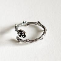 925 de prata esterlina Cuff Ring Finger, Flor, Vintage & para mulher, tamanho:6-8, vendido por PC